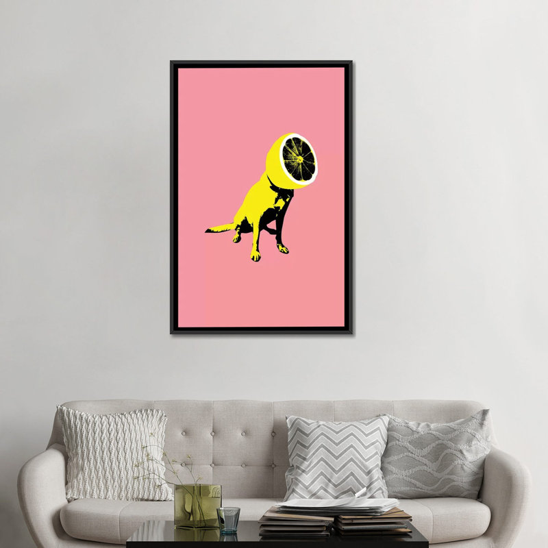 « citron » par ali gulec, impression sur toile tendue, H 26 po x l 18 po x P 1,5 po, Toile avec cadre noir, Pas de tapis
