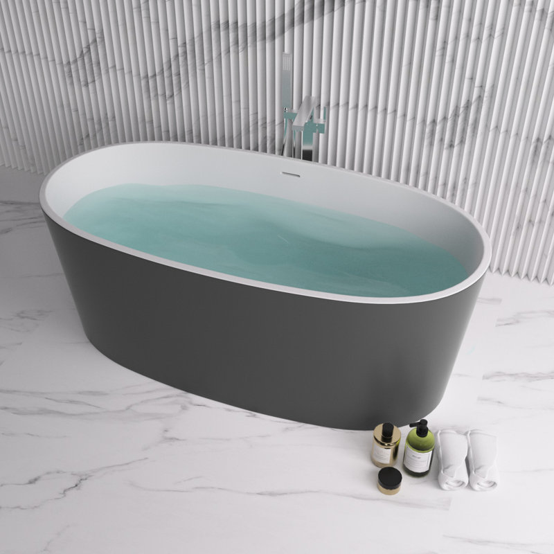 Baignoire de trempage autoportante en acrylique 59 po. X 30 po., Blanc lustré