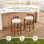 Ensemble de 3 tabourets de bar de style Mid-Century en lin beige avec tabouret de bar à dossier bas avec structure en bois massif, élégant et confortable-225828461-225828465-223294455