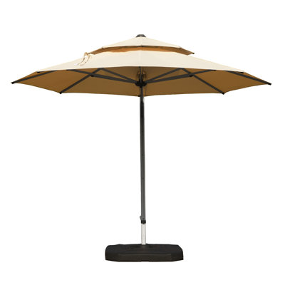 Parasol rond en porte-à-faux avec mât central, beige (base non incluse)