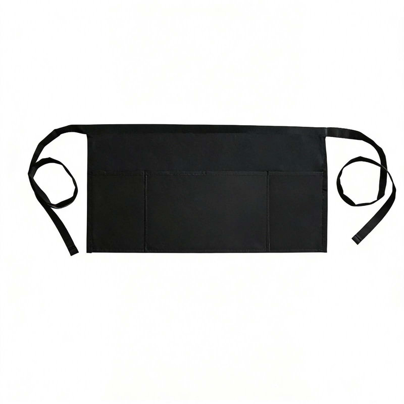 Waterproof Waist Apron For Servers, Half Apron With Pockets For Restaurant Hotel Kitchen, 23.6x11.4in Black, Black