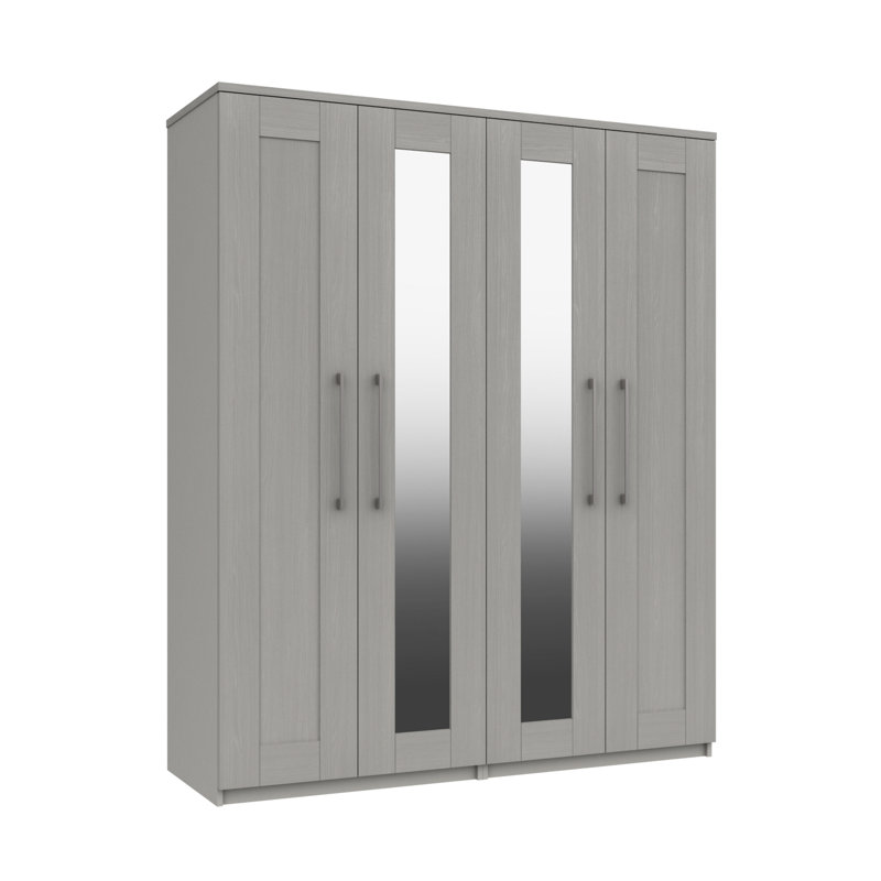 Alishma 4 Door Manufactured Wood Wardrobe, Light Grey