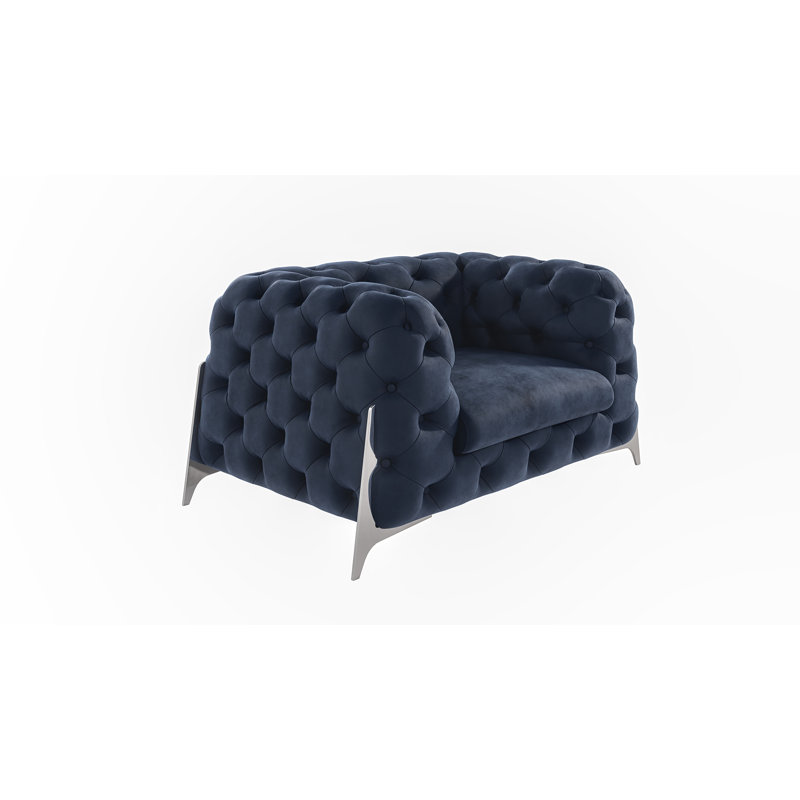 Juneri Velvet Armchair, Navy Blue