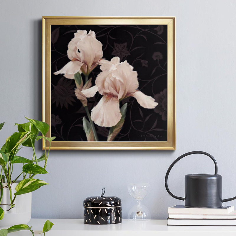 Iris Elegante - peinture sur toile encadrée, Or, H 30,5 po x l 30,5 po x P 1,5 po