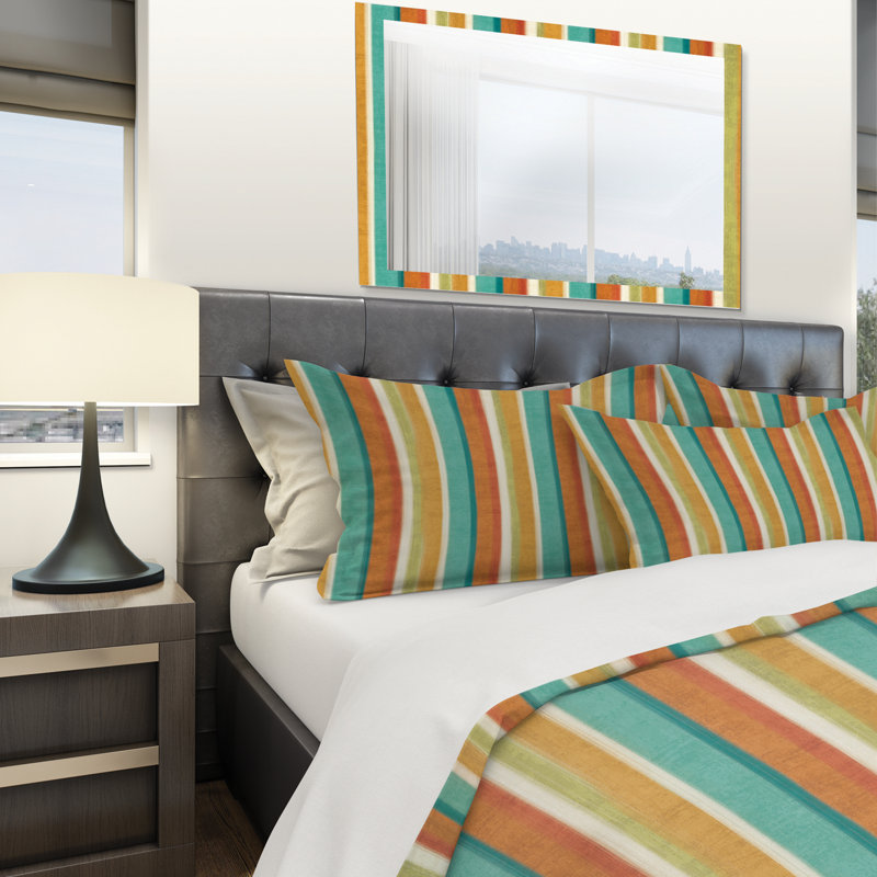 Ensemble de housse de couette à rayures verticales abstraites, Twin Duvet Cover + 2 Shams