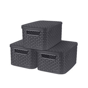 Set Of 3 Style Boxes With Lids Anthracite