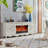 Beige Solid Wood TV Cabinet Heating Fireplace
