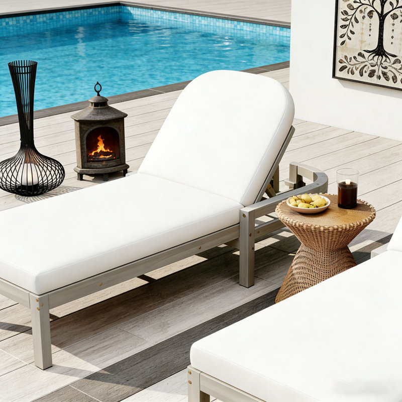 Chaise longue d'extérieur, Gray-Set of 2