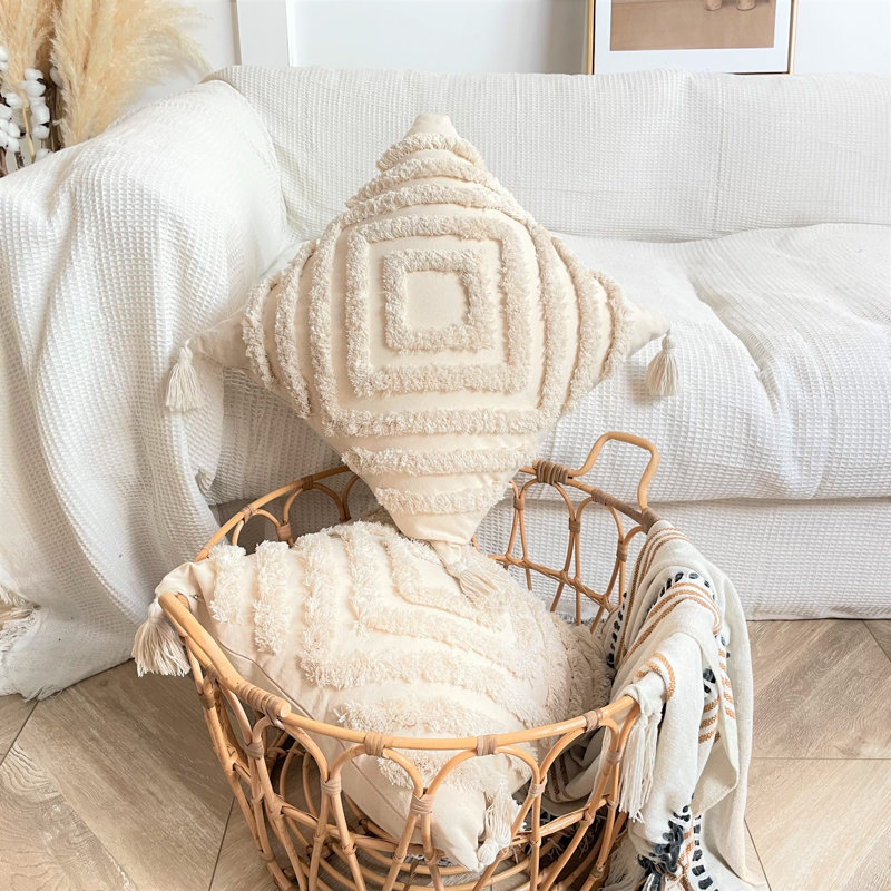 Boho Style Tassel Tufted Square Cushion Cover 45X45Cm