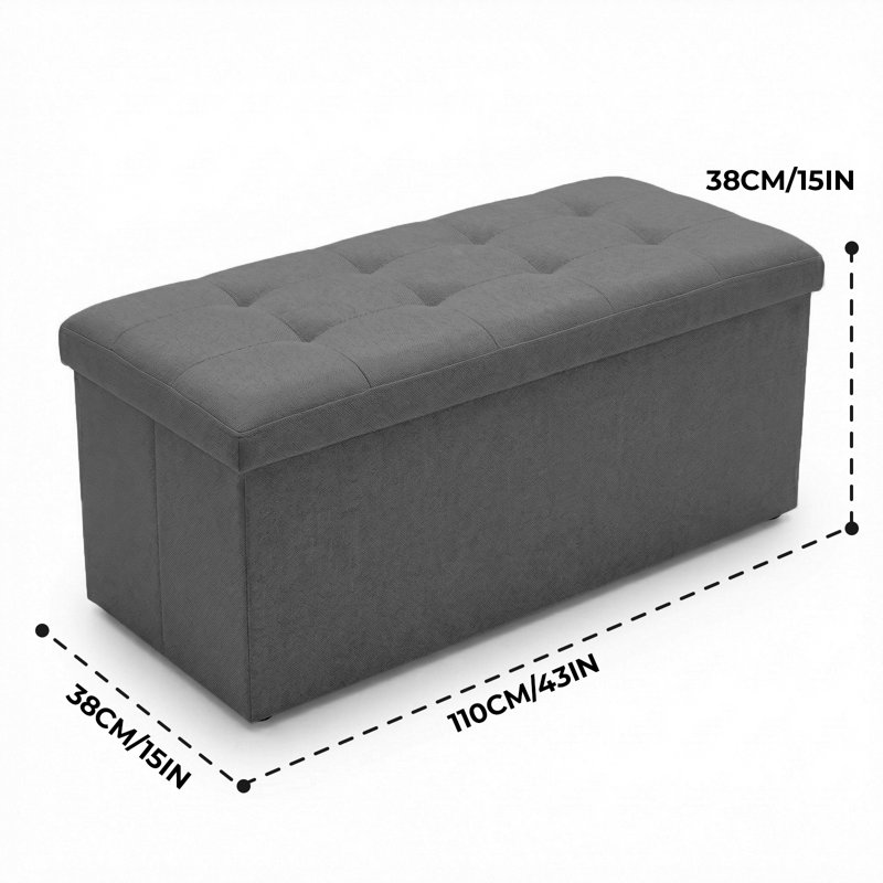  30"/43" Wide Upholstered Storage Ottoman Multi-Functional for Living Room, Bedroom, Coffee Table, Pet Step, Gray2