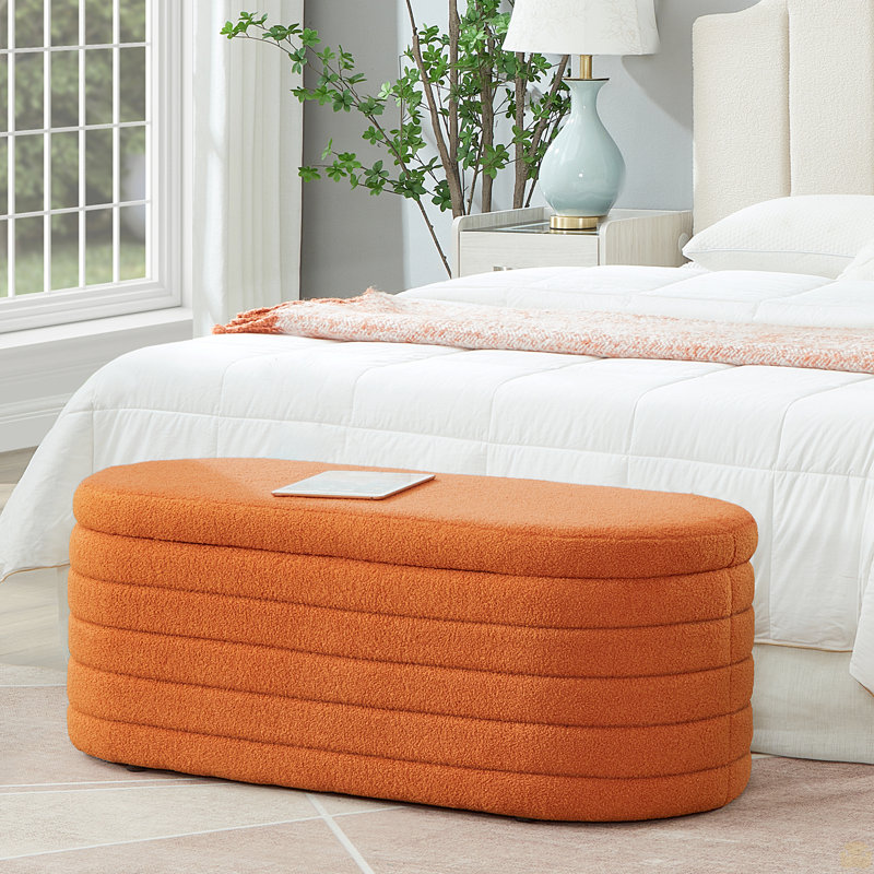 Banc de rangement avec repose-pieds Skandar, Orange