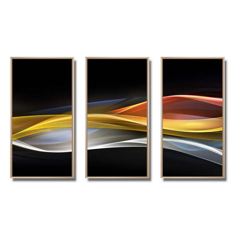 Ensemble de 3 toiles abstraites sur toile 3D, L 48 po x H 32 po, Brun