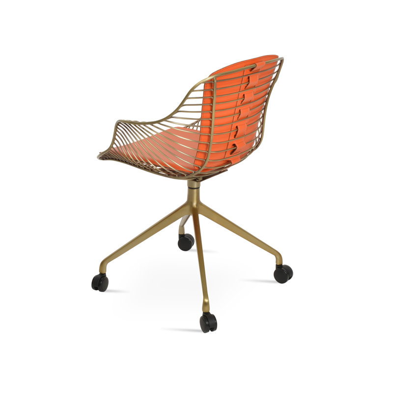 Fauteuil pivotant avec roulettes Zebra Spider, Orange, Laiton