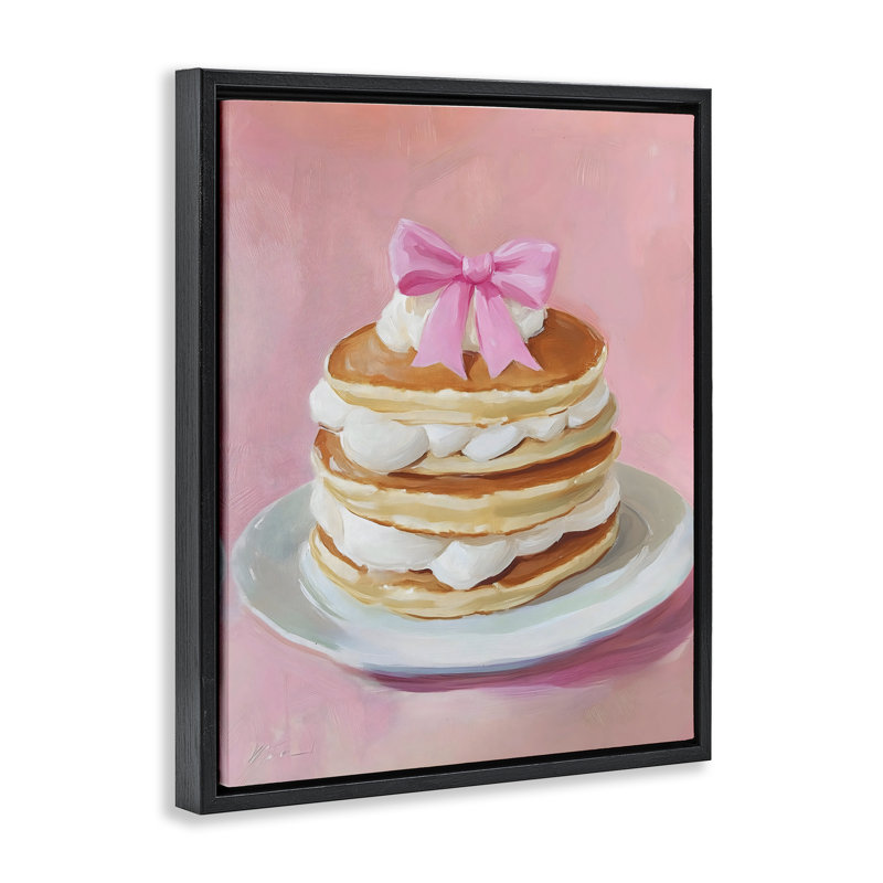 Crêpes Coquette avec cadre flottant crème fouettée, design par The Prints Vibe, 21 x 17, Jet Black Floater Framed