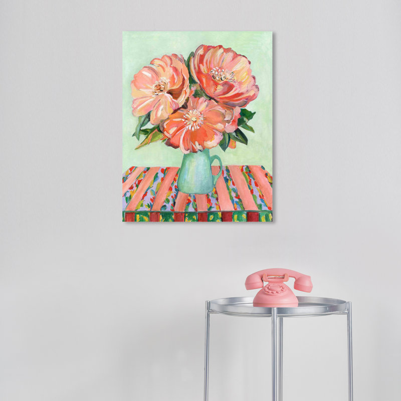 Impression sur toile, "Floral and Botanical Peachy cocktail Traditional Orange", H 20 po x l 16 po x P 0,8 po