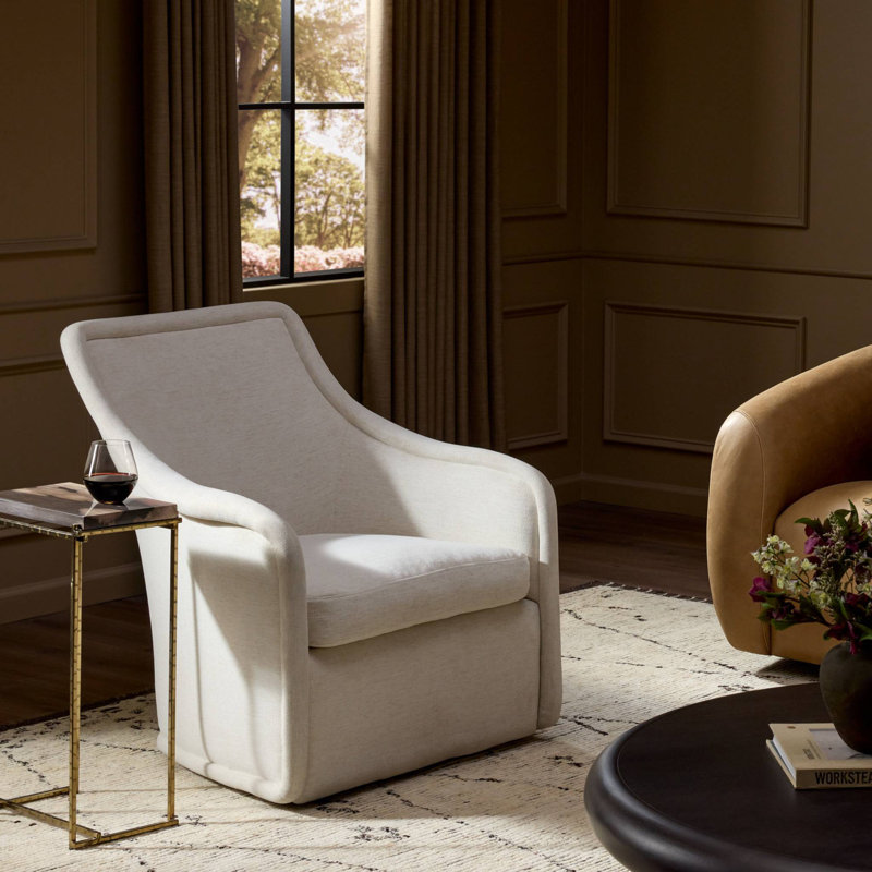 Blaire Swivel Wingback Chair, Crypton Nomad Snow