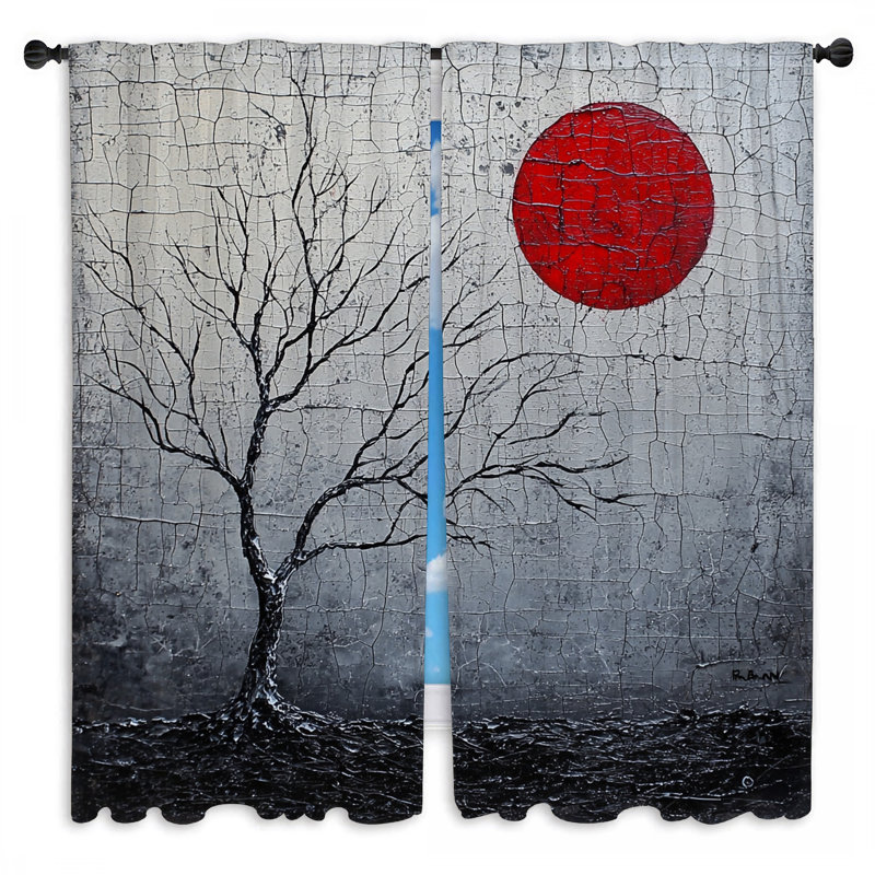 Rideaux de fenêtre d'arbre nature drapés gothiques - 2 panneaux, L 40 po x L 82 po