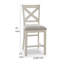 Ensemble de 2 chaises à hauteur de comptoir Lea, bois massif blanc, polyester gris