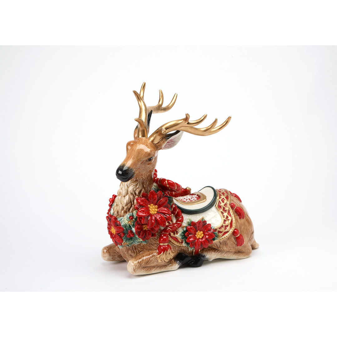Poinsettia Reindeer Figurine The Holiday Aisle®