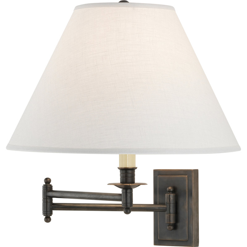Lampe à bras cinétique Kinetic, Lin huître, Bronze patiné foncé