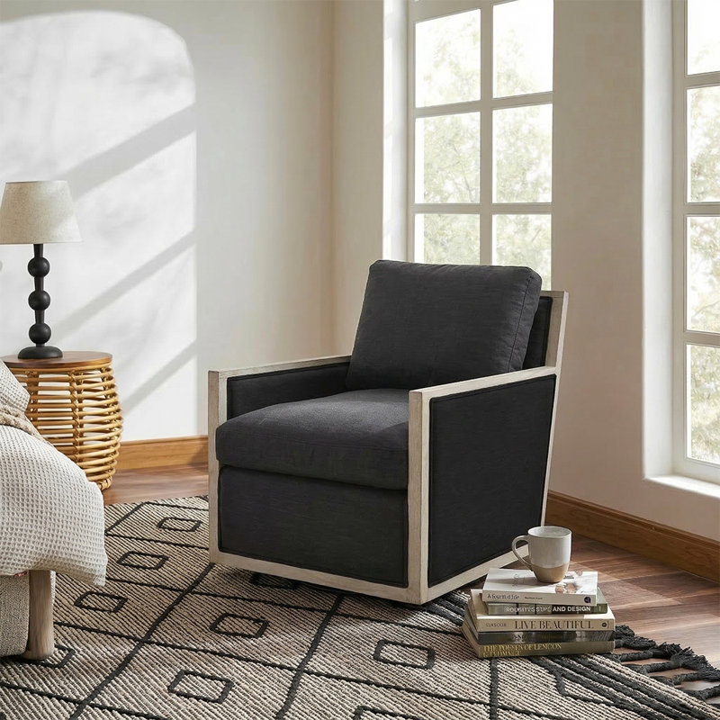 Fauteuil pivotant rembourré 27 po, Lin noir