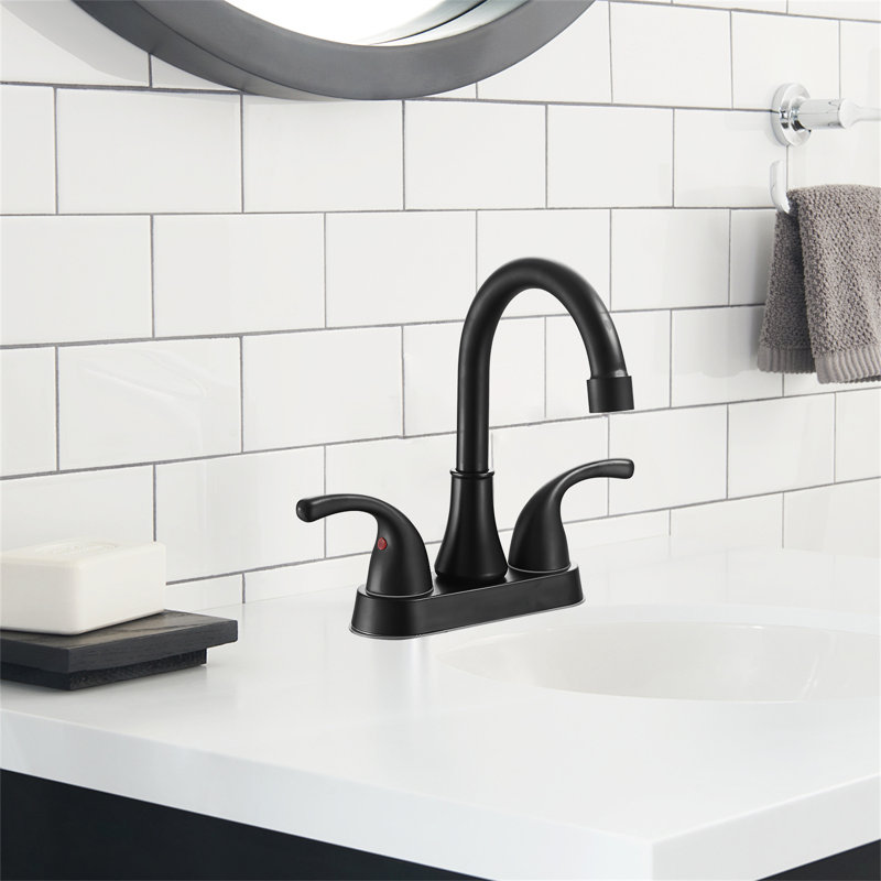 Classic Flow 4" Centerset Bathroom Faucet With Drain, Matte Black