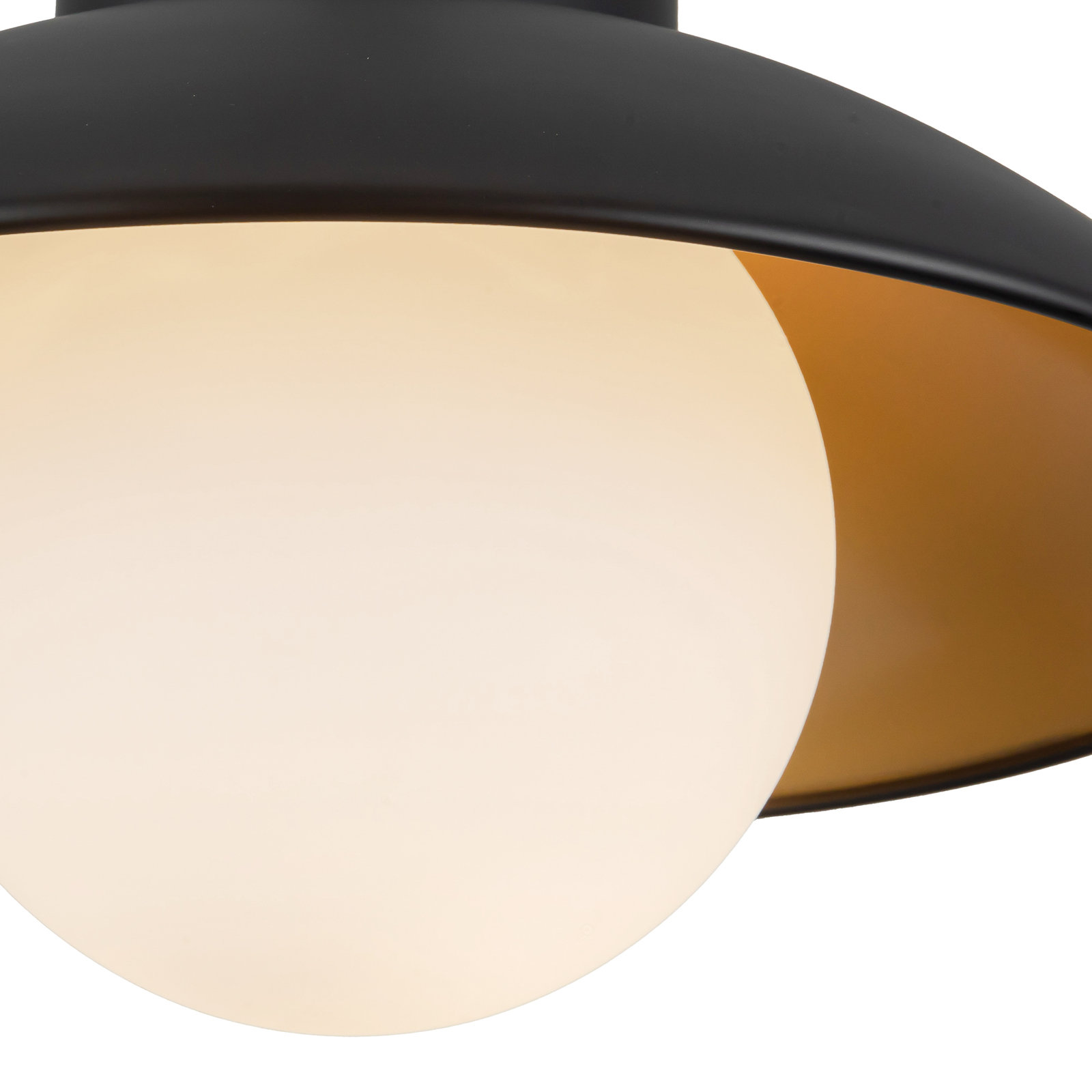 Mire 15-in Semi-Flush Mount with Opal Glass, Black/Opal Glass
