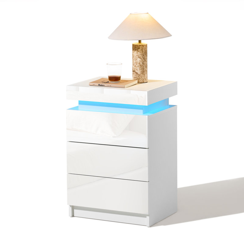 45cm W Manufactured Wood Bedside Table, White