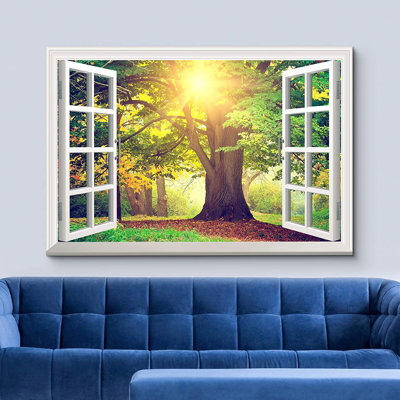 Window Scenery " Sunrays Shining Through Tree Crown "