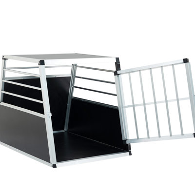 Noir et argent, boîte de transport pour chat en aluminium, dimensions, stable, facile à nettoyer, aluminium, structure simple pour chien