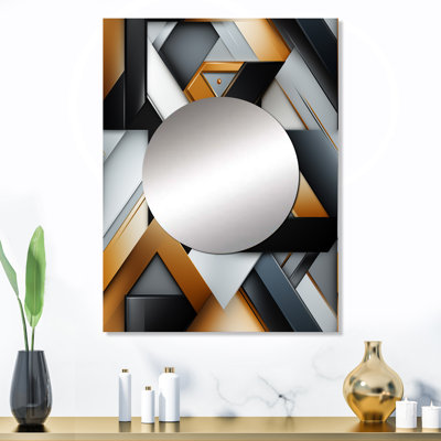 Osterman Black And Gold Marble Mosaic Dimensions - Geometric  Mirror, Modern Unique Wall Mirror, Printed Metal Art