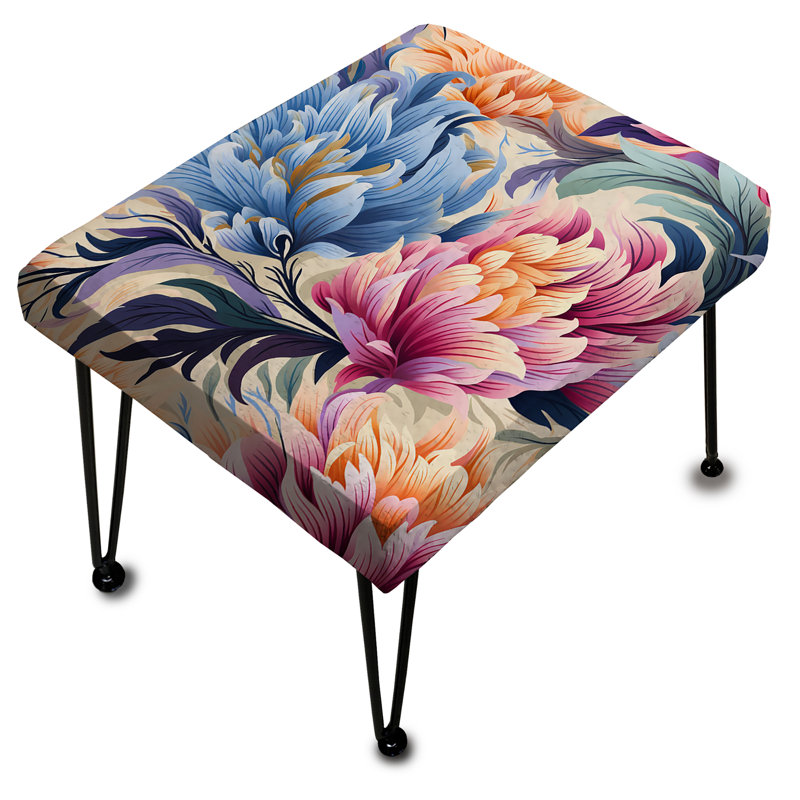 Enchanting Pastel Peony Garden Bouquet - Floral Rectangle Ottoman