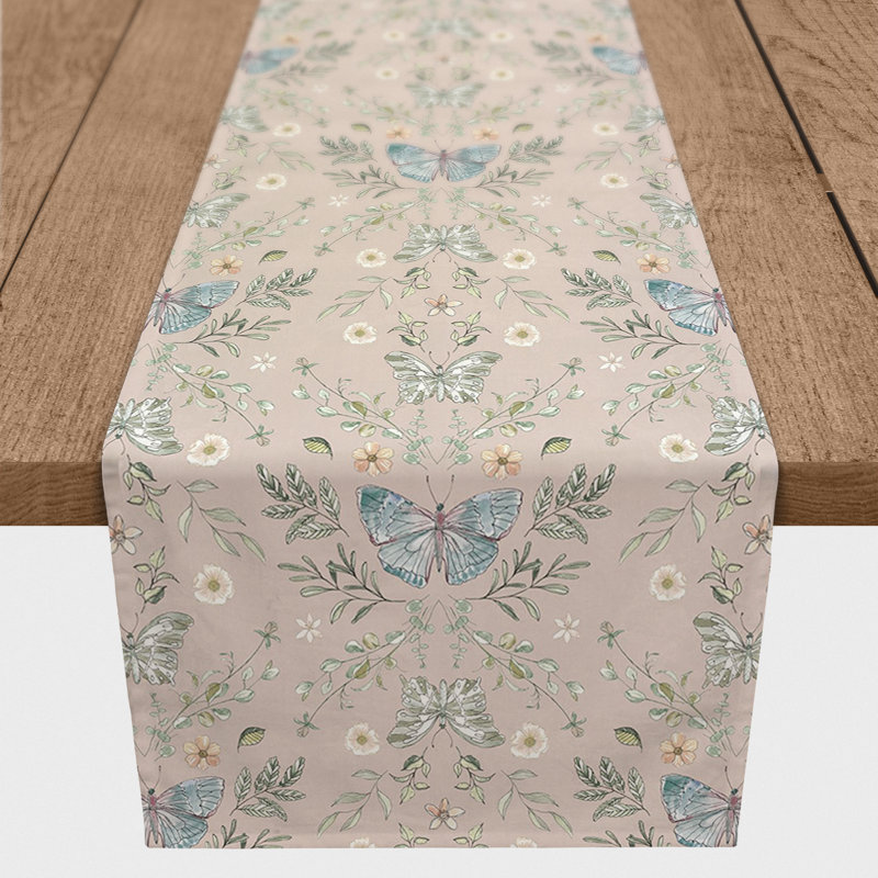 Ariona Rectangular Floral Table Runner, 72" x 16", Blush