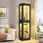 Vitrine en verre de 175 cm (69 po), vitrine à 6 niveaux pour objets de collection, éclairage DEL 6000 couleurs, portes et panneaux latéraux en verre trempé, vitrine noire pour objets de collection