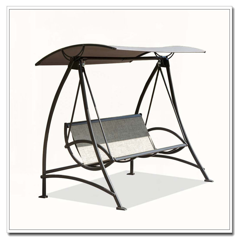 Balancelle de patio d'extérieur à 3 places avec auvent réglable et structure en acier durable, 73"