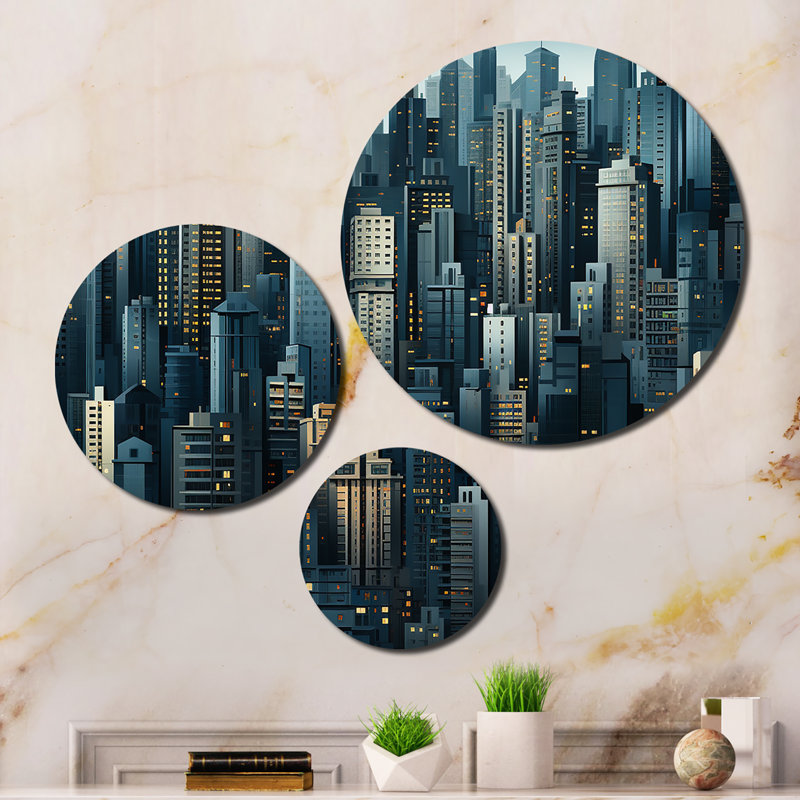 Skyscrapers Symphony Slate I - Skyscrapers Metal Wall Art