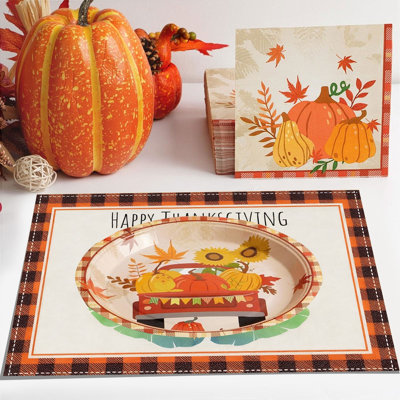 Pumpkin Fall Placemats 1 Piece 16.5x12.6 Inch Fall Thanksgiving Harvests Vintage Table Mats For Party Catering Decorations