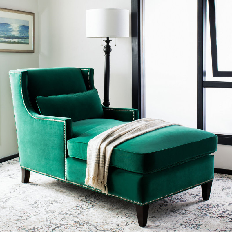 Higdon Velvet Chaise Lounge, Velvet Ash Gray