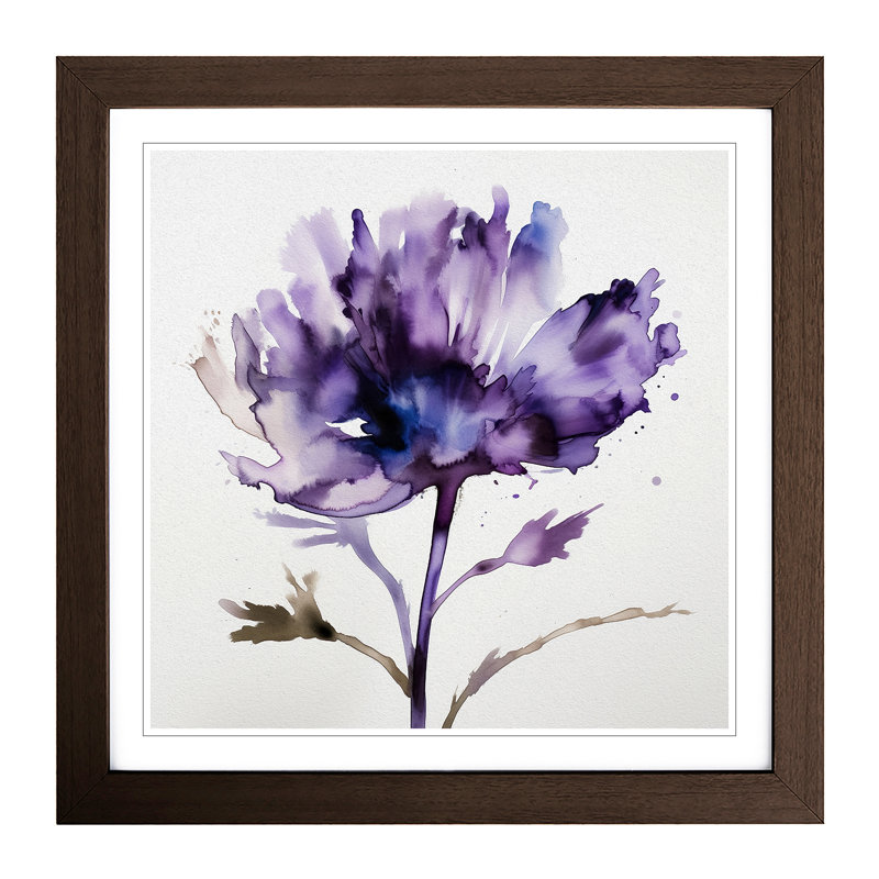 Lavender Flower Gestural Art - Framed Print, Walnut Framed