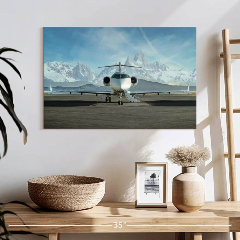 Mehar Snowy Mountains Private Jet, 16" H x 24" W