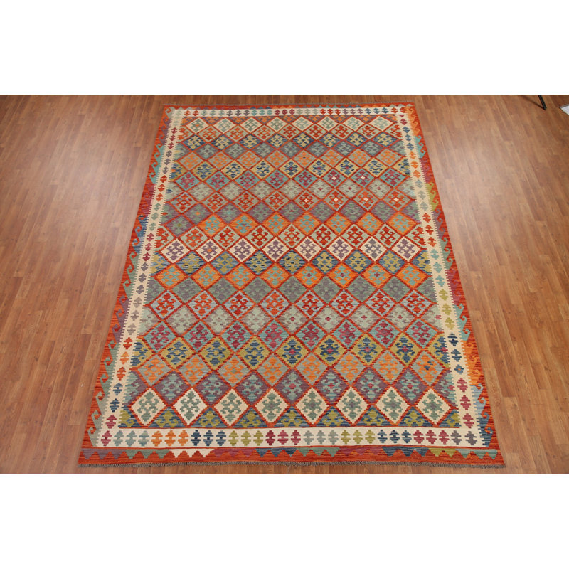 Tapis réversible en laine All-Over Kilim 9 x 11
