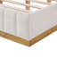 Structure de lit très grand beige avec tête de lit rembourrée en lin et base en bois massif-770112231