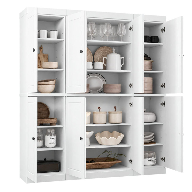 Armoire de cuisine haute 100% en bois massif avec portes Siegmeyer, tablettes réglables, armoire de rangement modulaire, l 65 po x H 71,5 po
