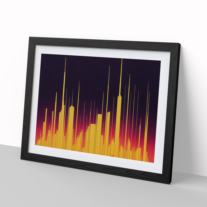 Uplifting Abstract City Skyline - Framed Print, Black, 46cm H x 64cm W x 2cm D