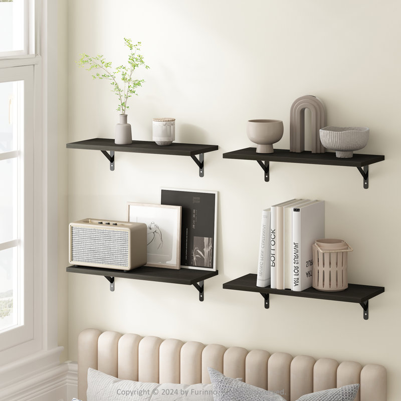 4 Piece Floating Shelf, 0.6" H x 18.9" W x 7.8" D, Espresso