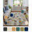 Tapis bleu / gris / or touffeté à la main à motif de chevron Binada-1659740399