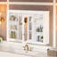 Armoire de salle de bain murale moderne 42 po, rangement polyvalent, charnière de porte, tableau, 6 tablettes ouvertes, blanc