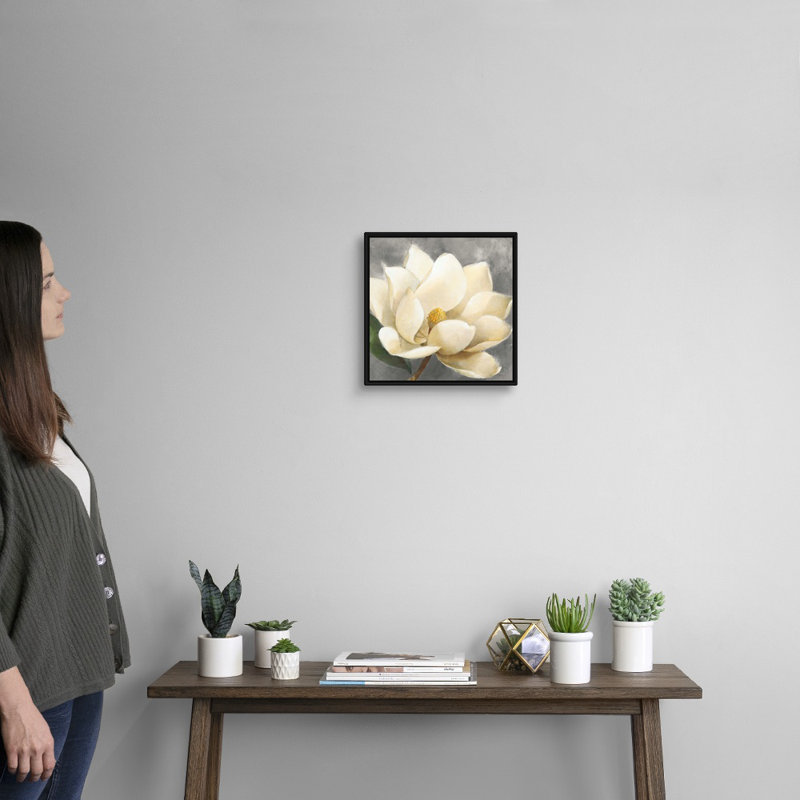 Art mural sur toile Magnolia Blossom, Cadre noir, H 12 po x l 12 po x P 1,25 po