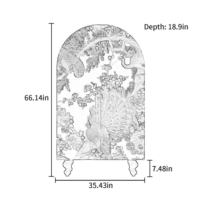 Armoire arquée rétro avec tringle à vêtements et tablettes, Or/noir