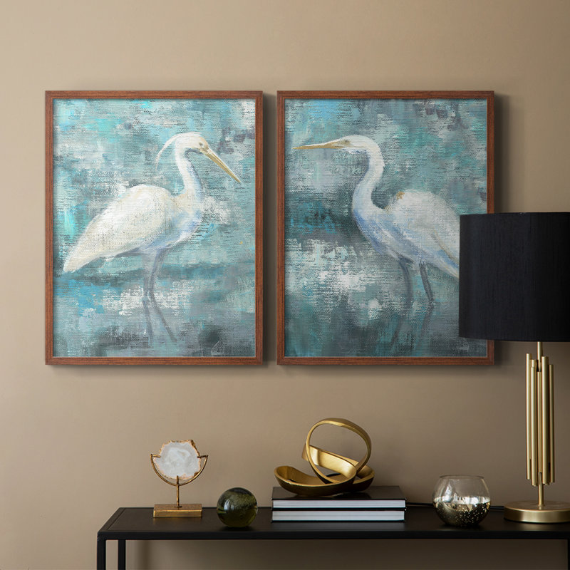 Impression encadrée Coastal Egret I-Premium - prête à être accrochée - aucun clou requis - aucun clou requis, Noyer